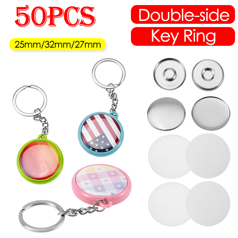Button Badge Blank - 50pcs/Set 25mm 32mm 37mm Double-side Keychain