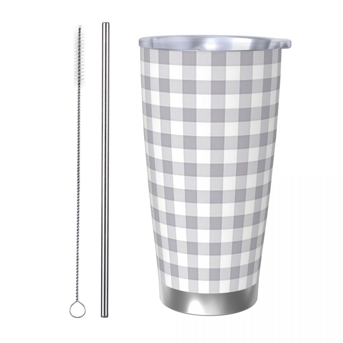 Gray And White Gingham Stainle - Tumbler 20Oz White review and price