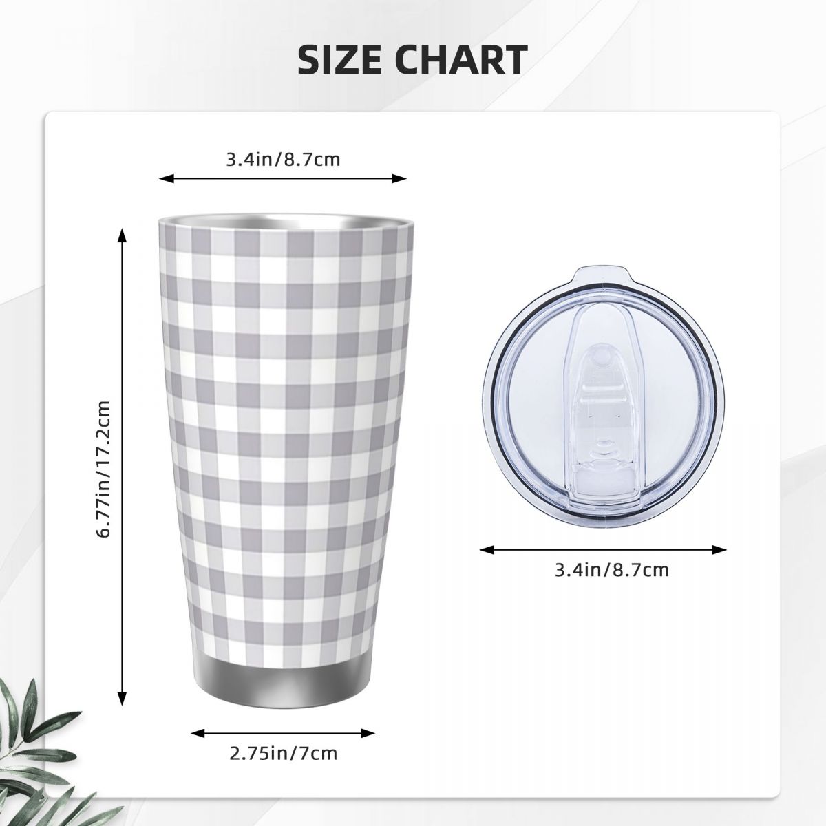 Gray And White Gingham Stainle - Tumbler 20Oz White review and price